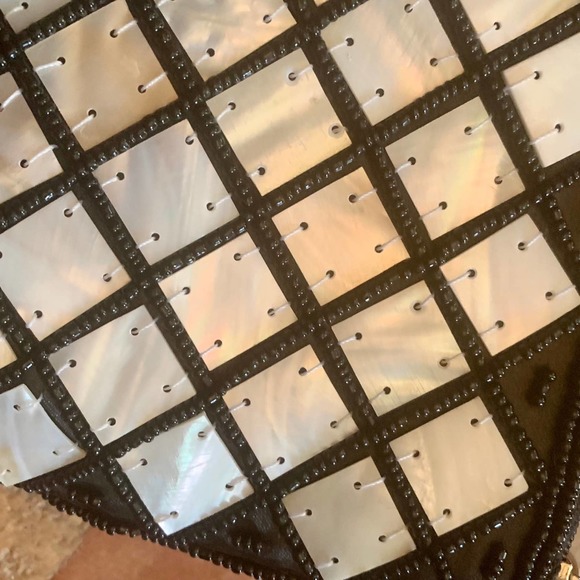 Vintage Mod by design Spun Silk Natural Horn and Seed Bead Wristlet Vietnam - Picture 5 of 7